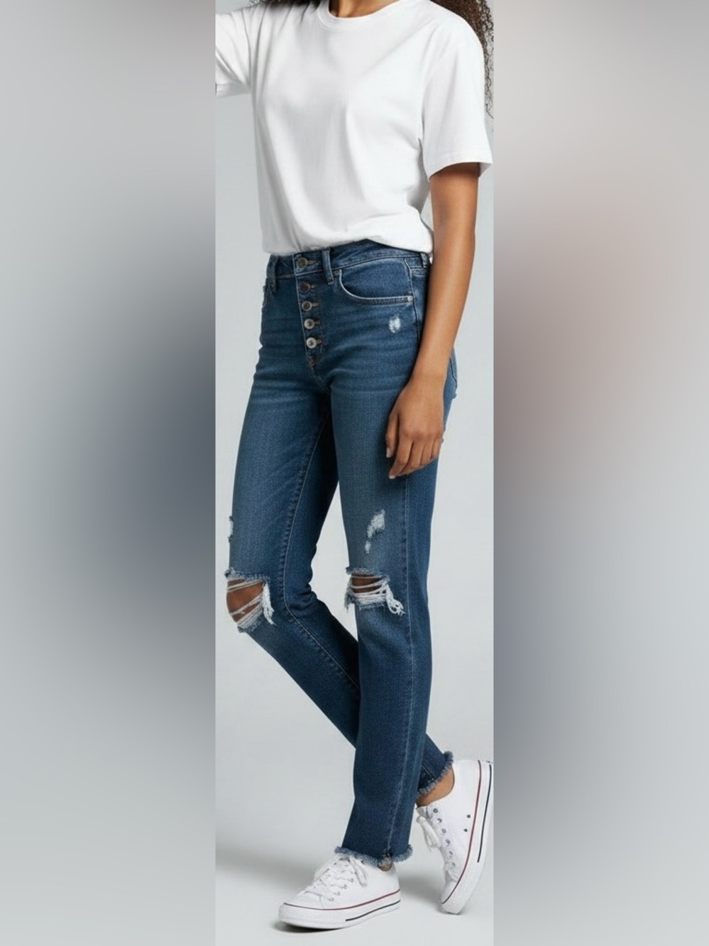 Old Navy Pop Icon Skinny Jeans Womens 6 Extra High Rise Distressed Button Fly